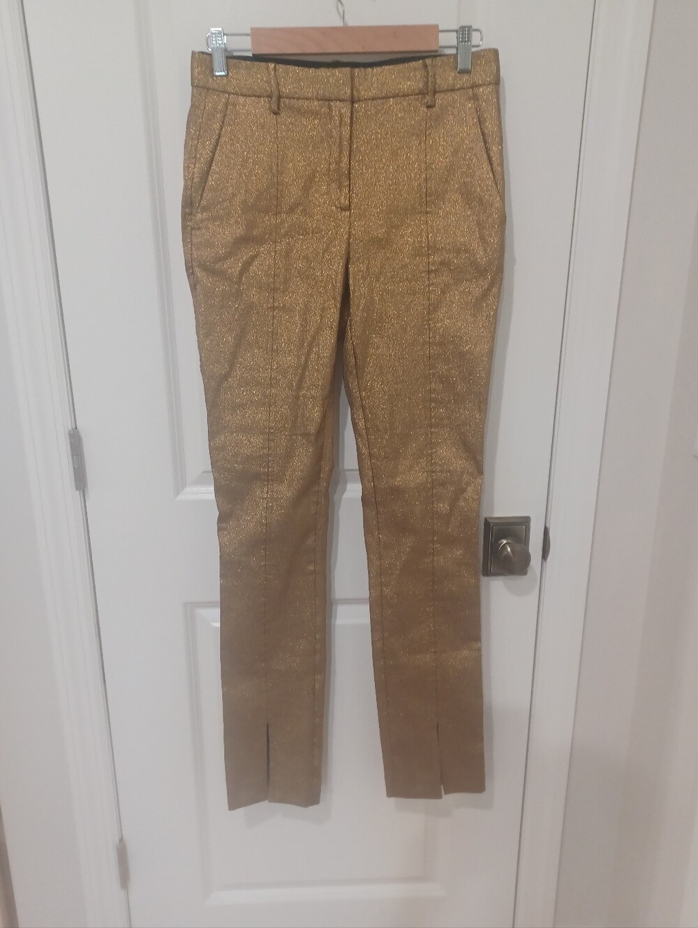 Victoria Beckham Metallic Gold Slim Dress Pants Sz. 6US